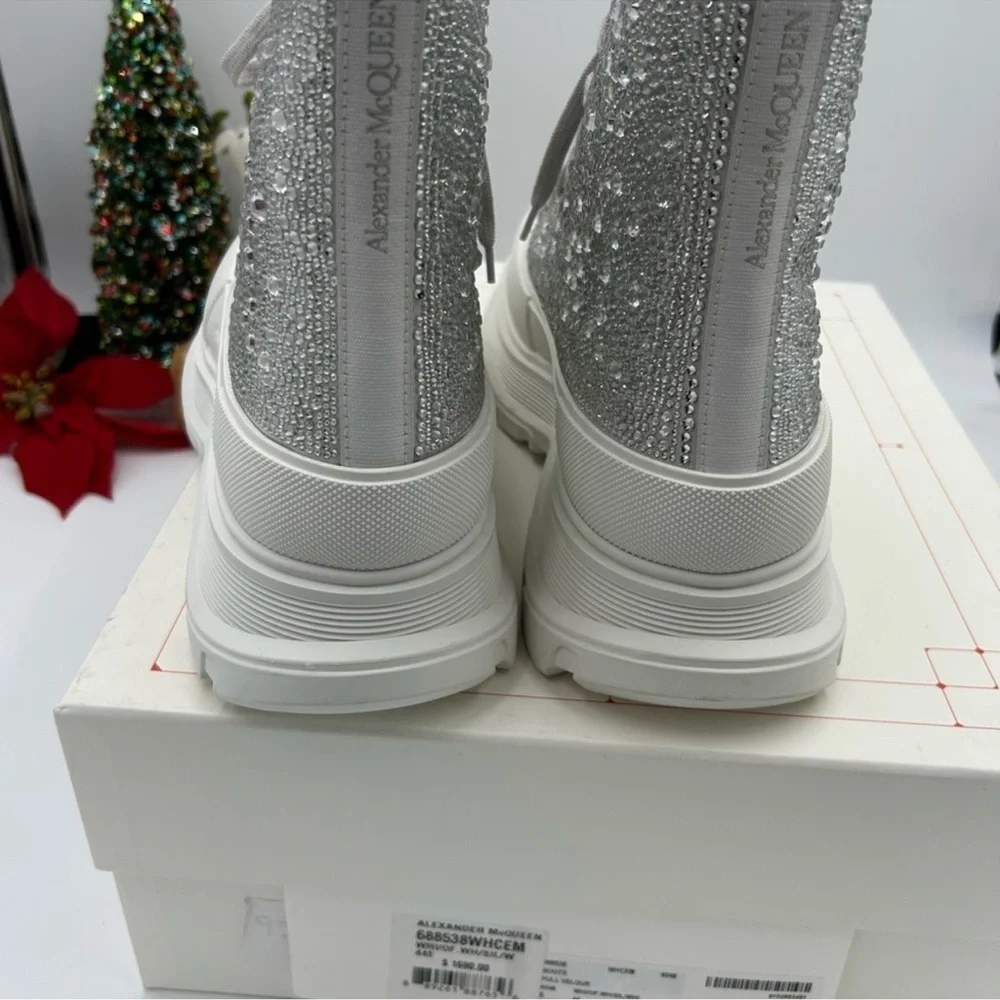 Men’s Alexander McQueen tread slick Crystal sneaker boots size 44 made in Italy